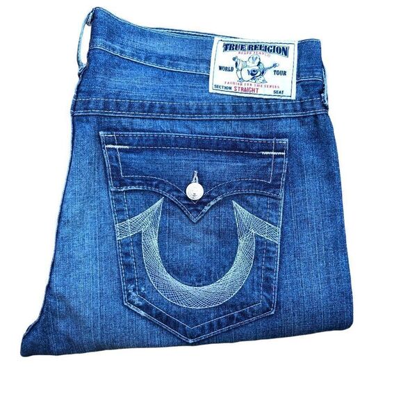 True Religion Jeans Size 40 STRAIGHT Blue - Picture 3 of 9